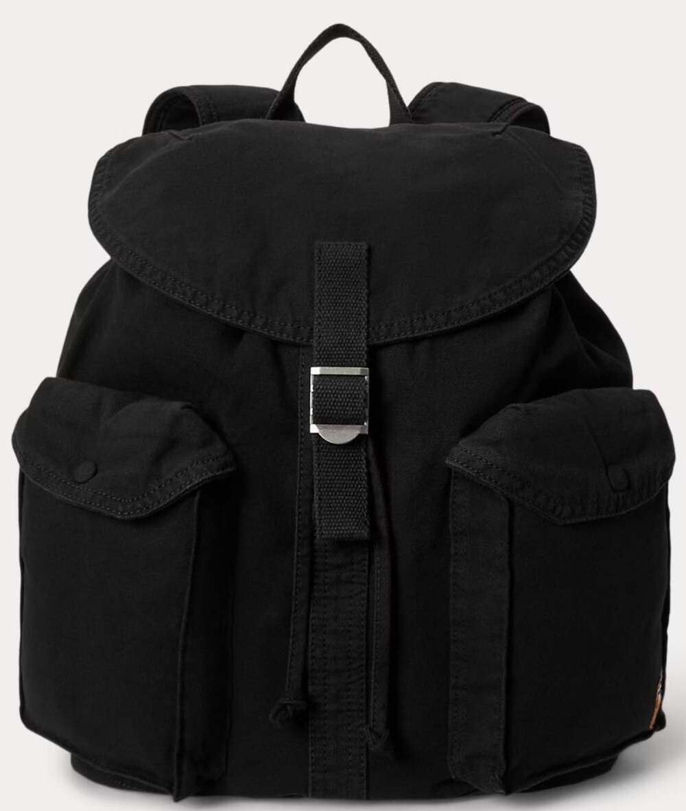 Polo Ralph Lauren Flap-Top Canvas Backpack Black